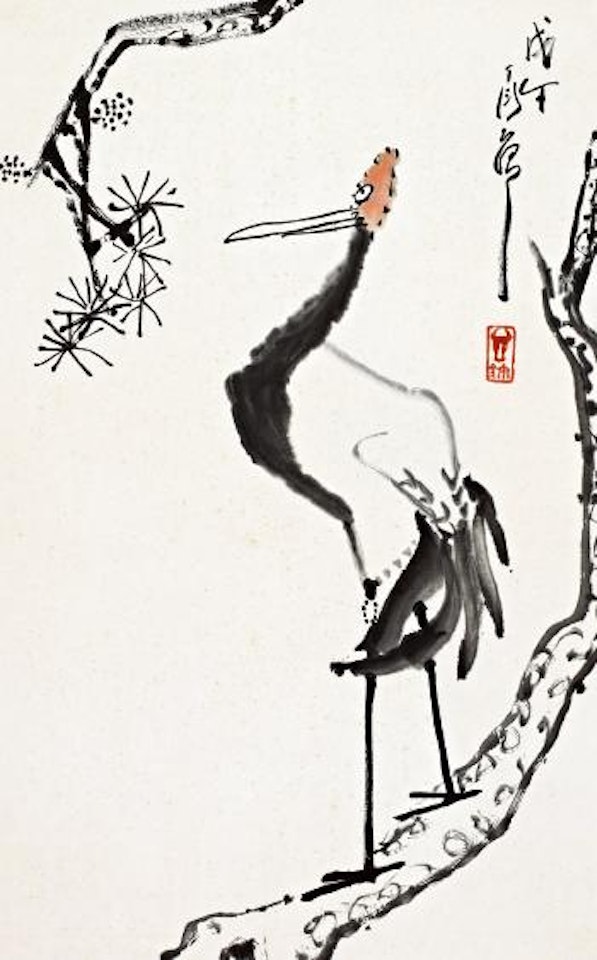 Pine tree and crane by Ding Yanyong
