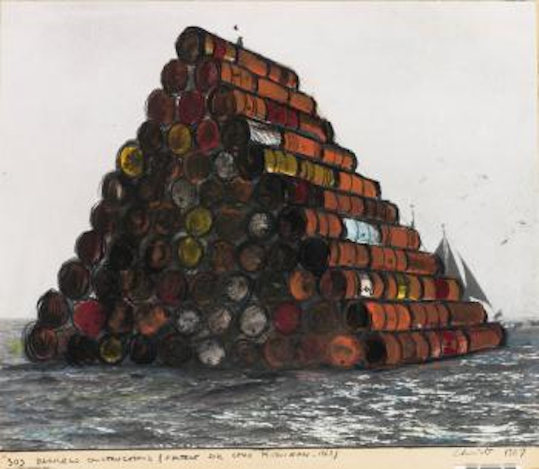 303 Barrels Construction (Project For Lake Michigan - 1968) by Christo