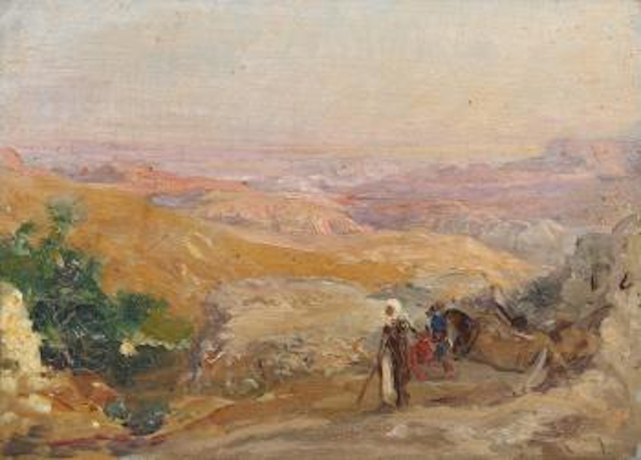 Figures in a desert landscape by Henri Émilien Rousseau