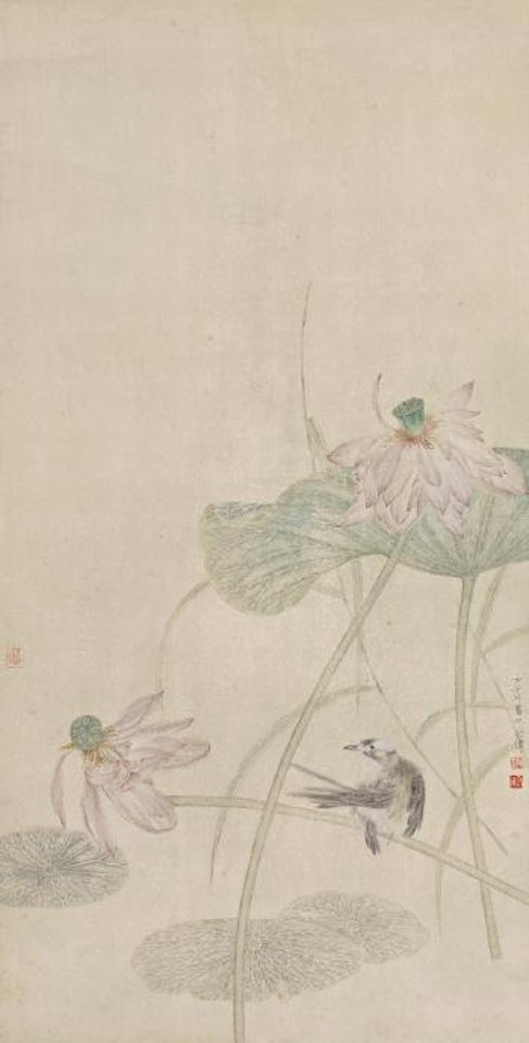Lotus and bird by Jiang Hongwei