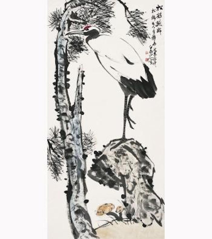 Pine Tree And Crane by Wang Zhen