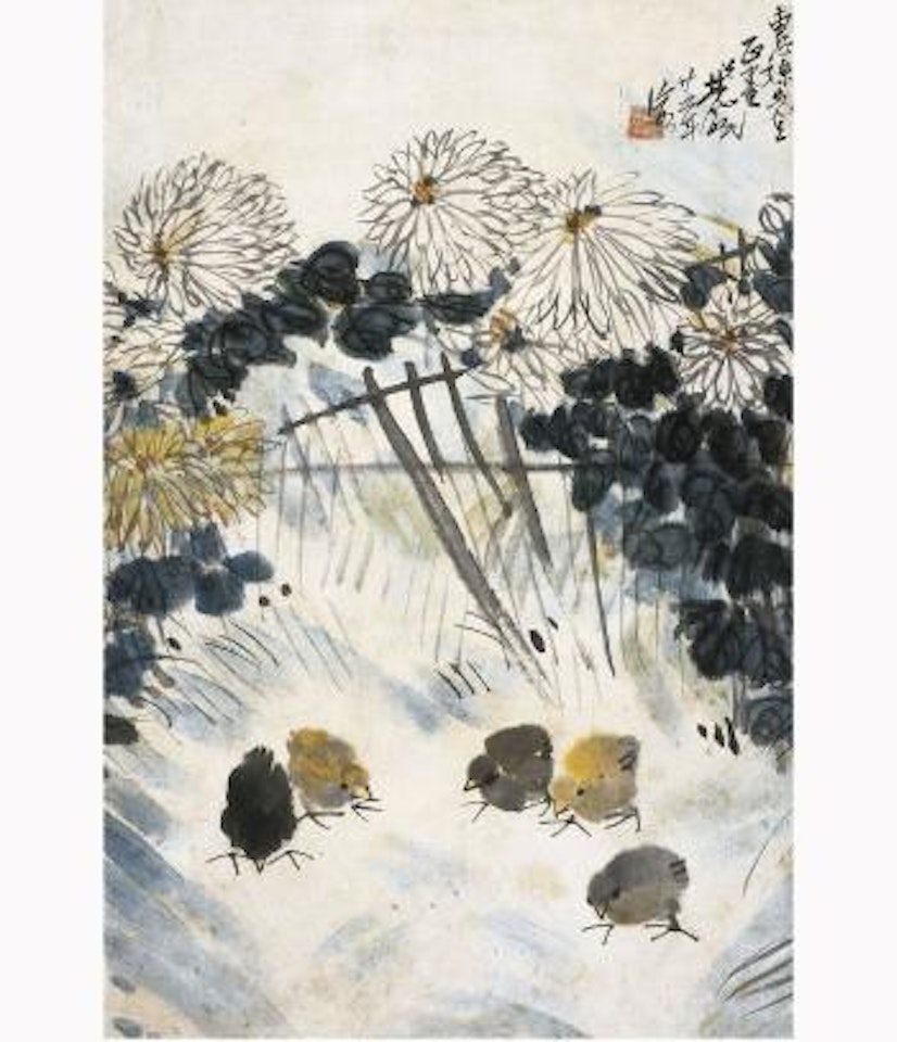 Chrysanthemum And Chickens by Lin Fengmian