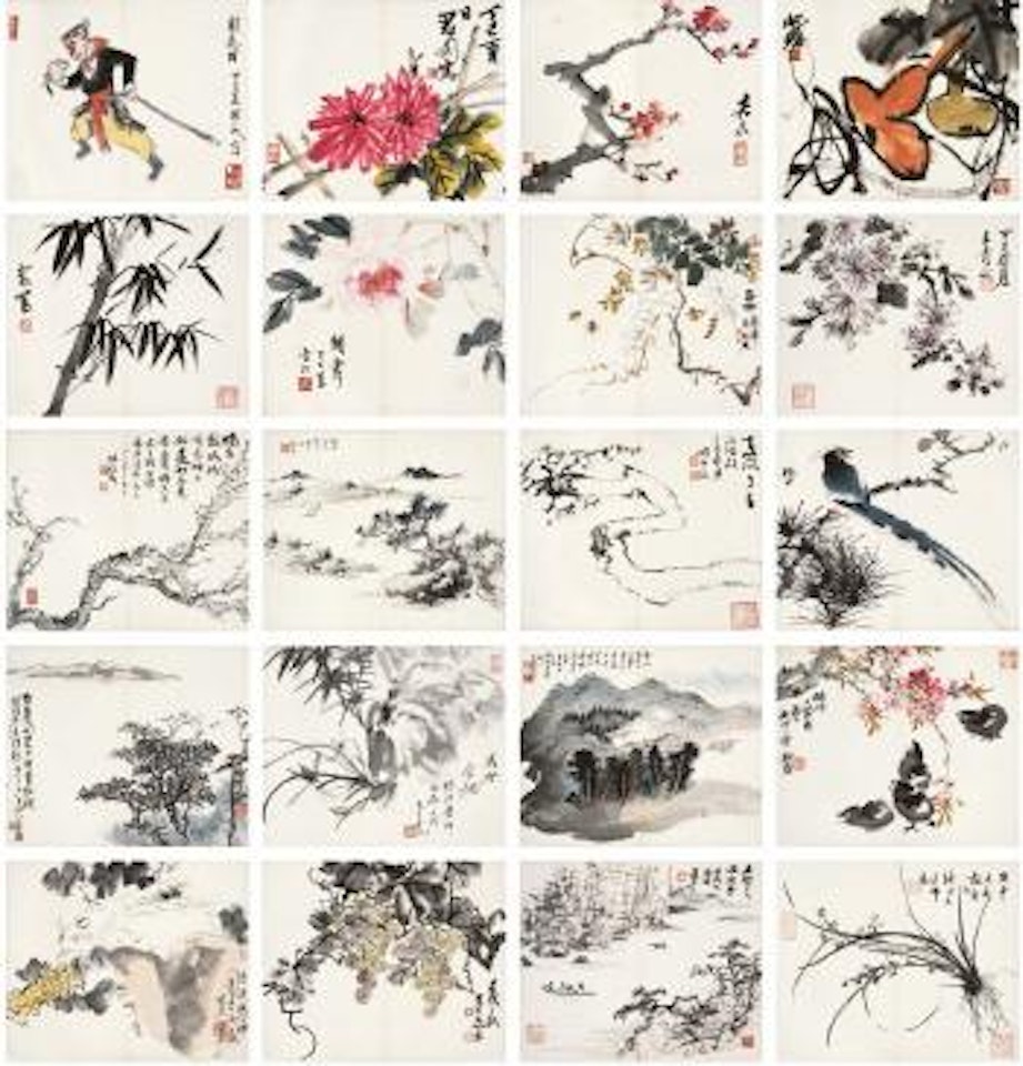 Album Of Landscapes And Flowers by Guan Liang  by Lu Yanshao by Zhu Qizhan