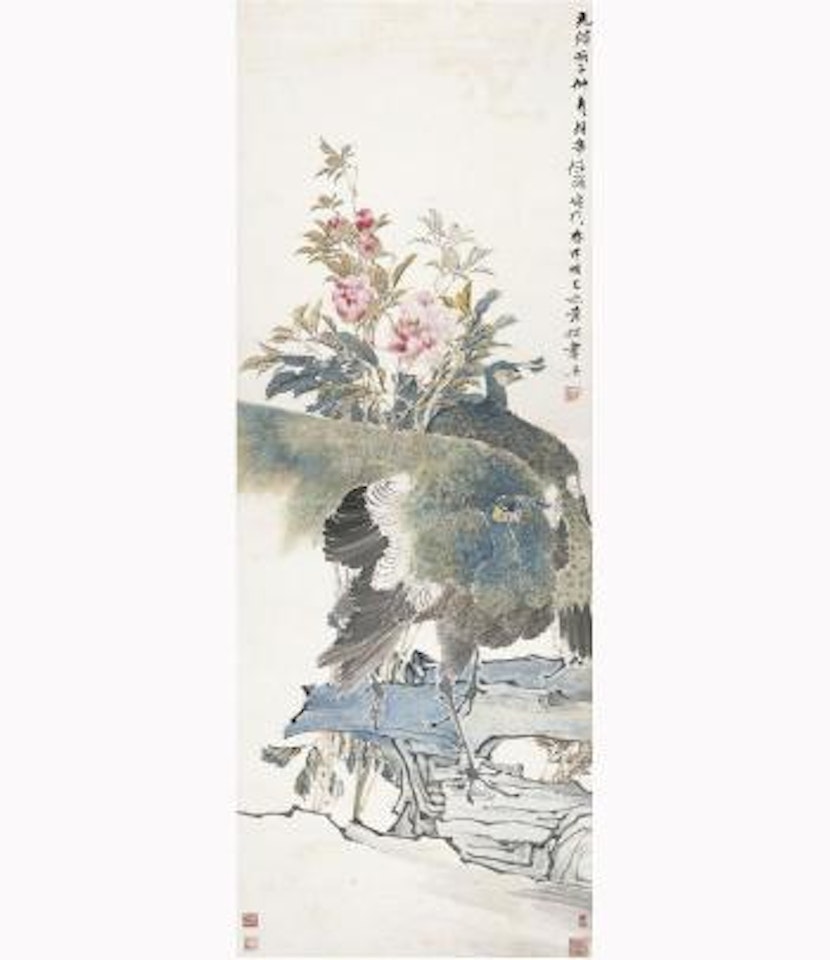 Peacocks And Peony by Ren Bonian