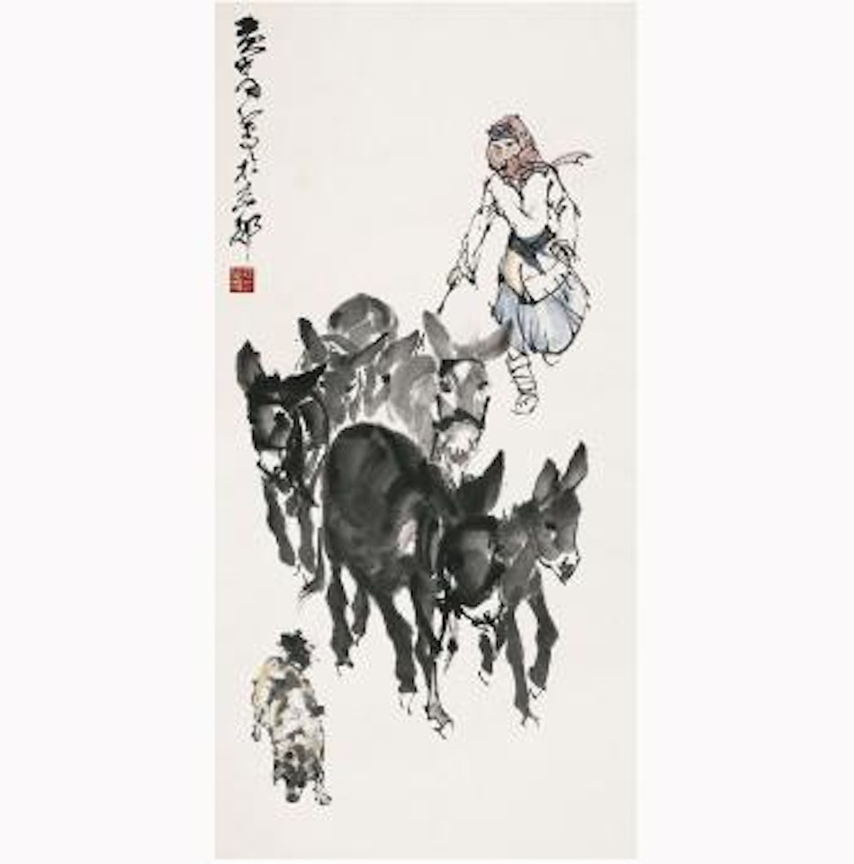 Girl Herding Donkeys by Huang Zhou