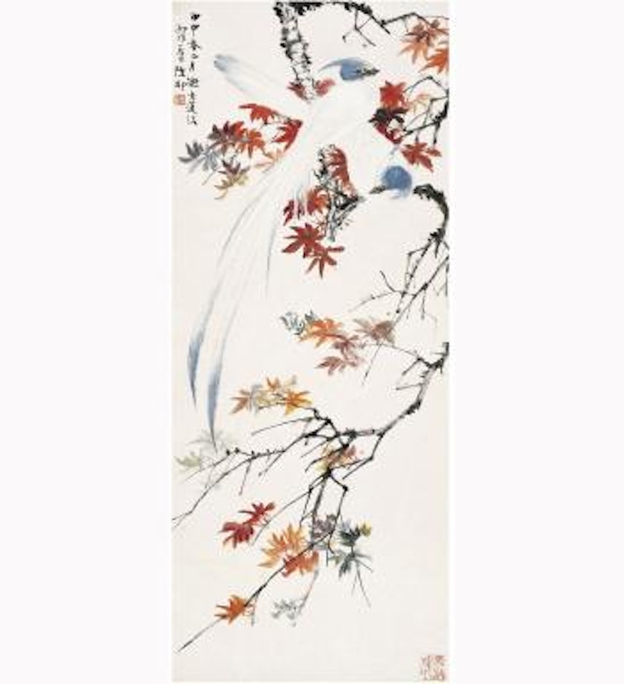 Red Leaves And Birds by Lu Yifei