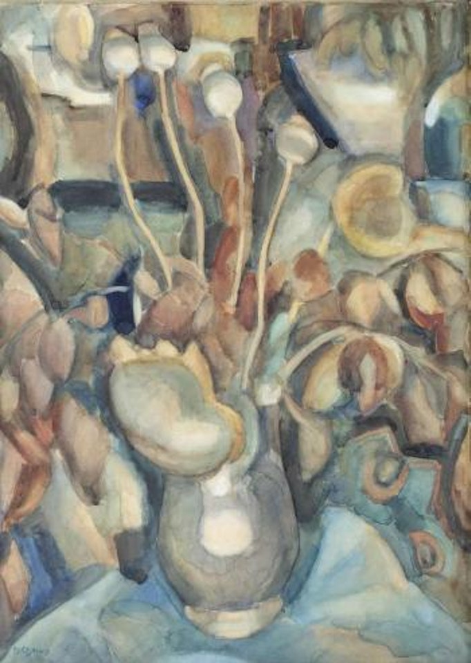 A still life with flowers in a vase by Leo Gestel