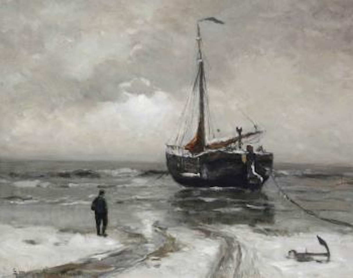 A bomschuit anchored in winter by Gerhard Arij Ludwig Morgenstjerne Munthe