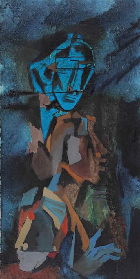 Untitled (Three Heads) by M.F. Husain