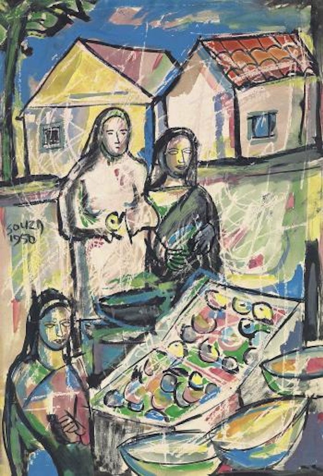 Untitled (Figures at the Market) by Francis Newton Souza