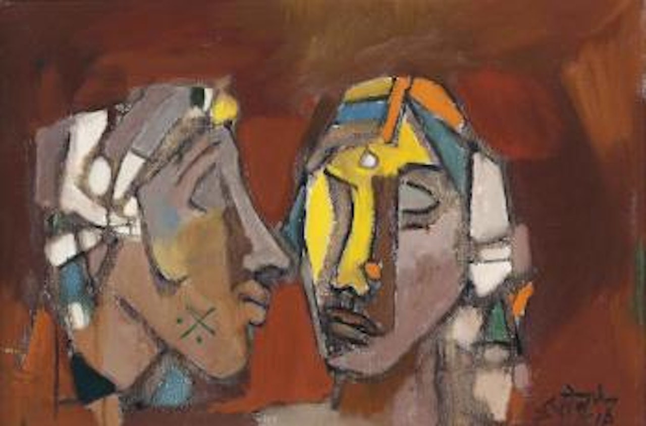 Untitled (Two Heads) by M.F. Husain