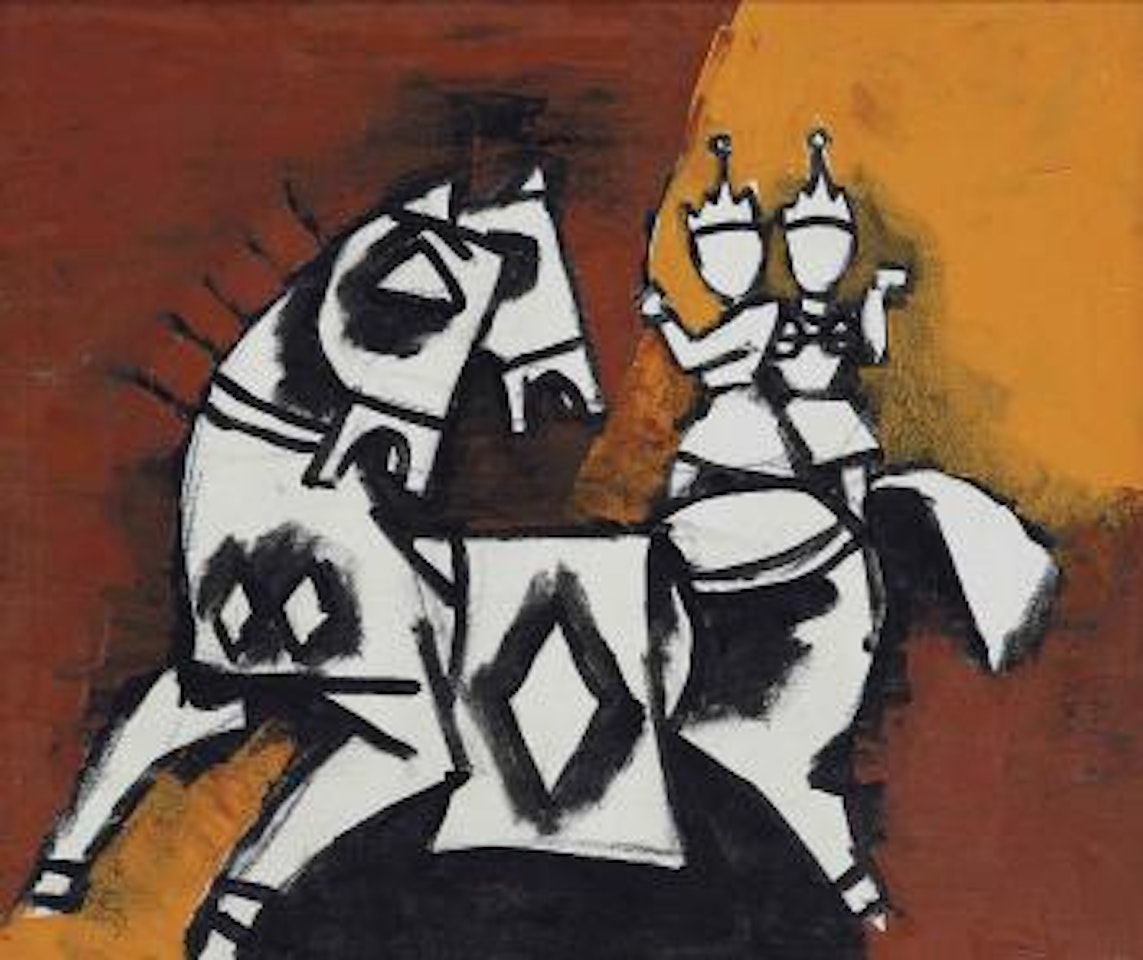 Untitled (Couple on a Horse) by M.F. Husain
