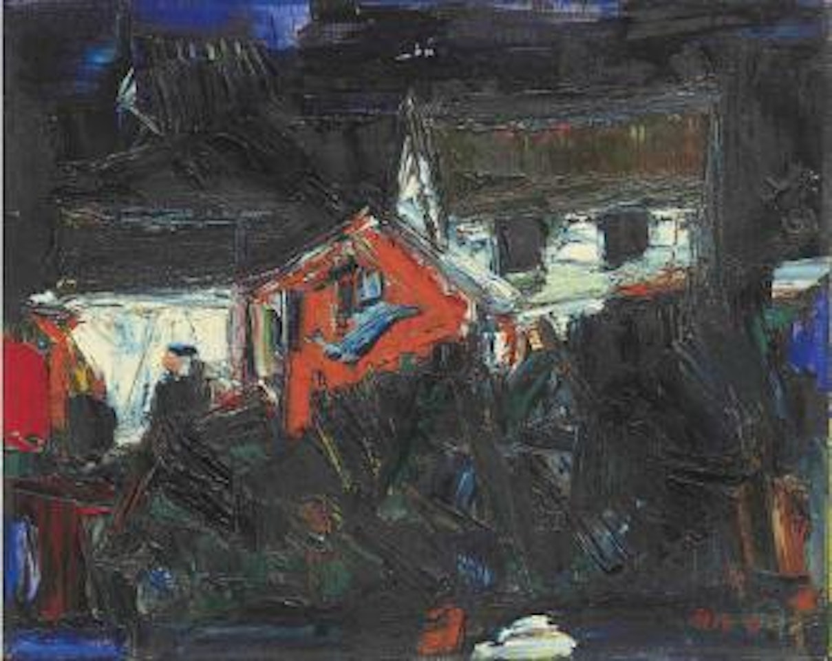 Houses (Maisières) by Sayed Haider Raza