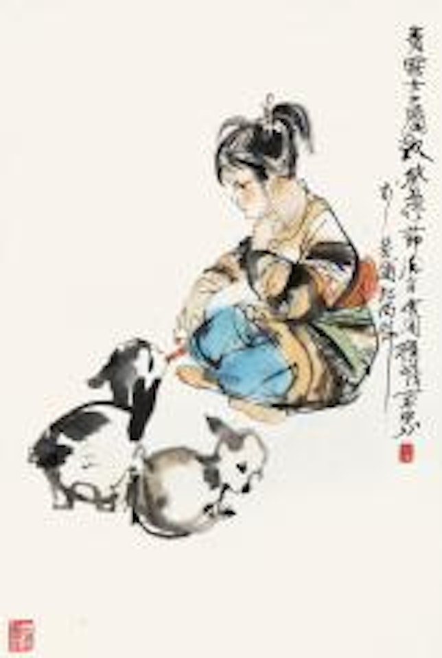Girl and Sheep by Cheng Shifa