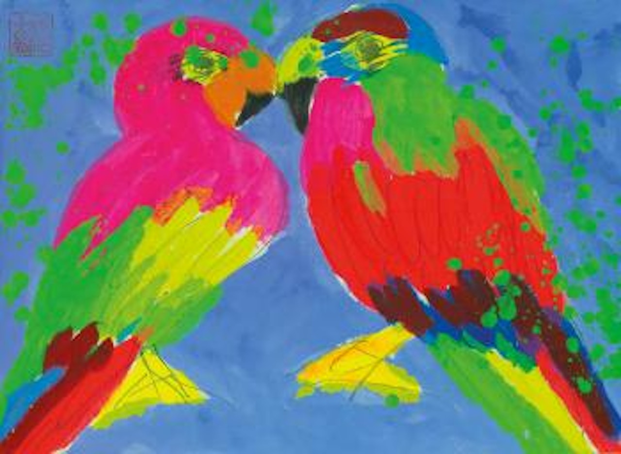 Two Parrots by Walasse Ting