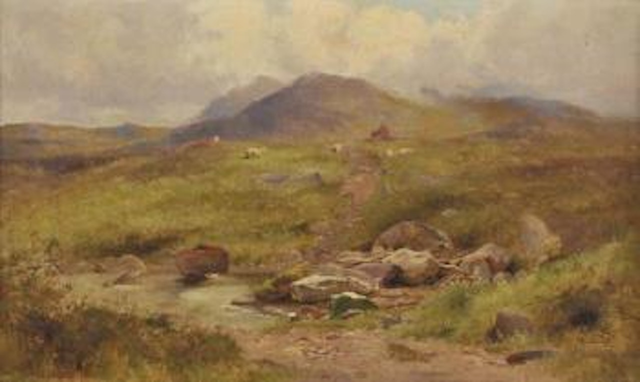 Mountain landscape, possibly North Wales by Benjamin Williams Leader