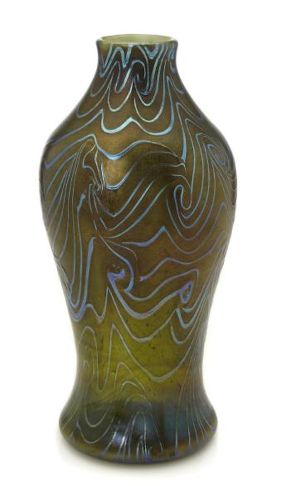 A decorated Favrile glass vase by Tiffany Studios