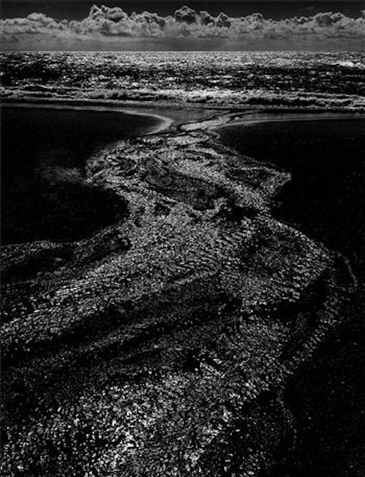 Stream, Sea, Clouds, Rodeo Lagoon, Marin County, California by Ansel Adams