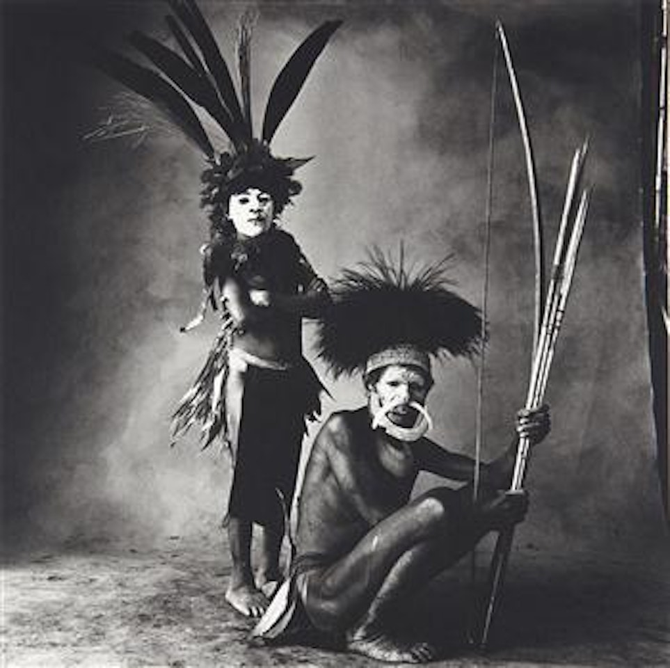 New Guinea Man and Child with White Faces by Irving Penn