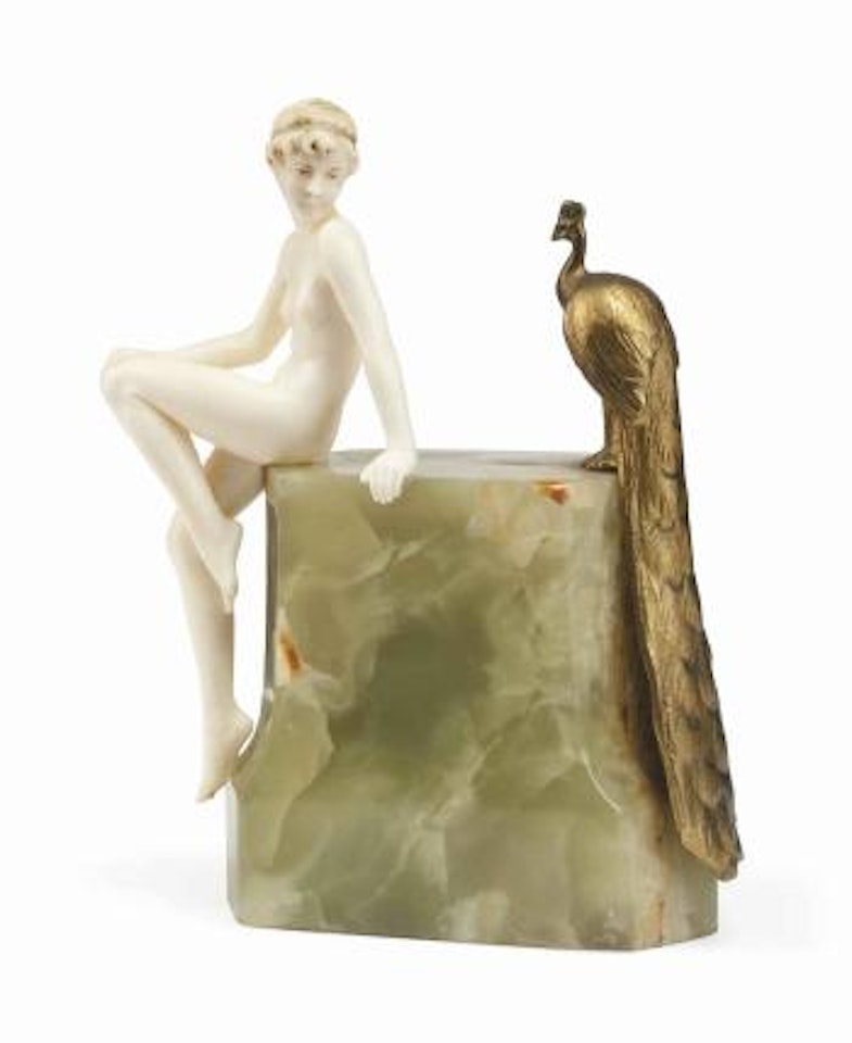 Seated Woman with Peacock by Ferdinand Preiss