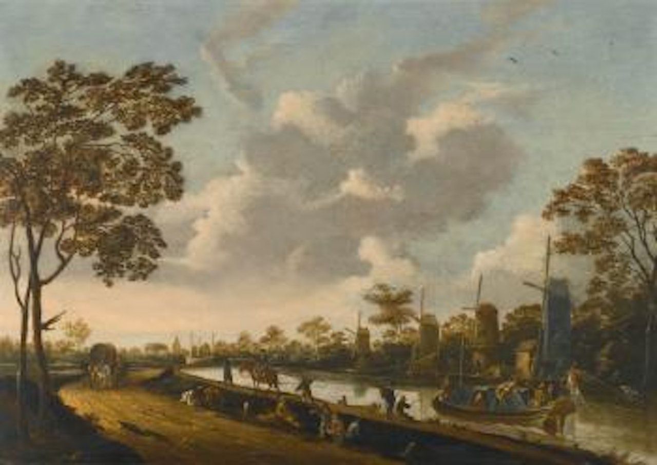 A Landscape With a Barge Being Towed Along a Canal by Pieter Bout