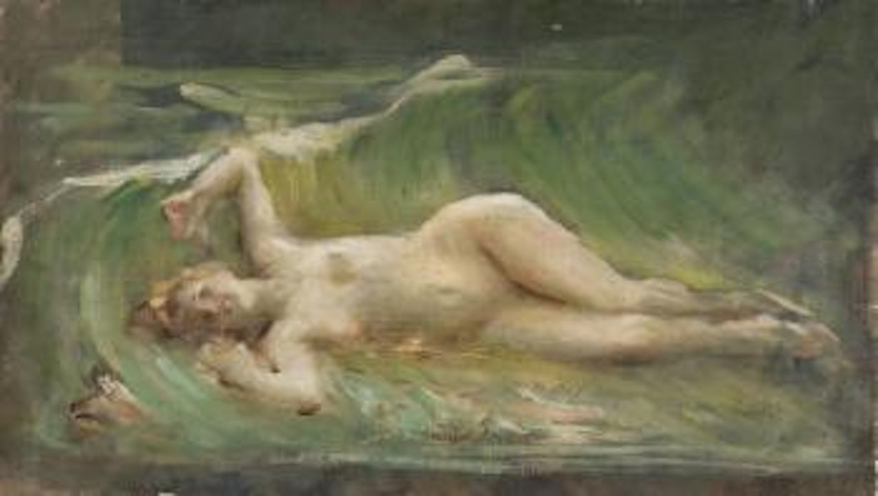 La vague, nu allongé by Leon Comerre