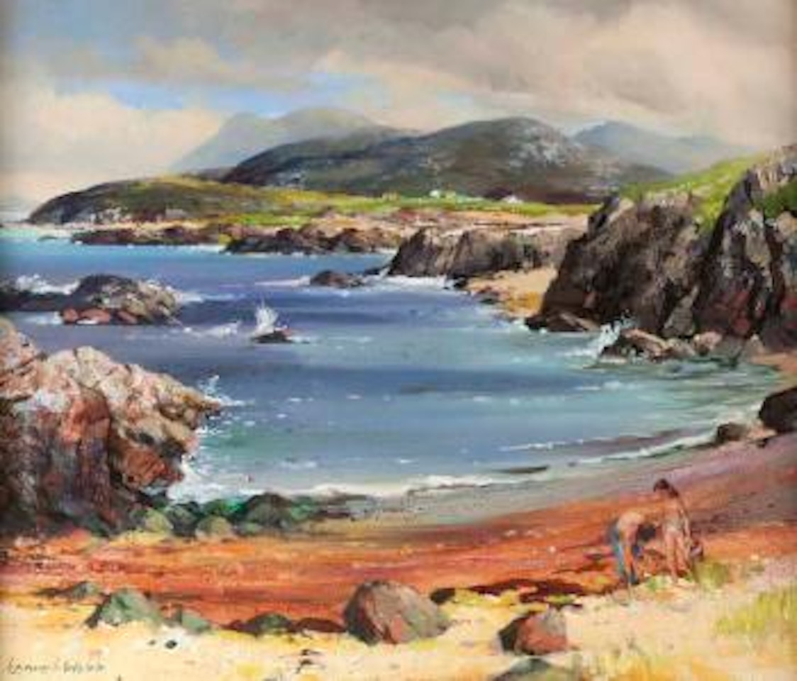 Children on the beach, Donegal by Kenneth Webb