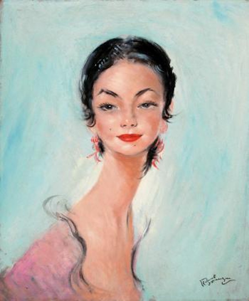 Portrait de jeune femme brune by Jean Gabriel Domergue