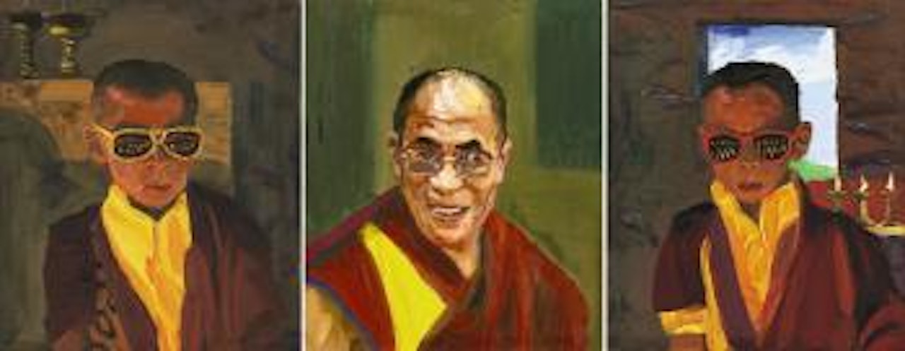 Dalai Lama And His Disciples (Triptych) by Liu Xiaodong