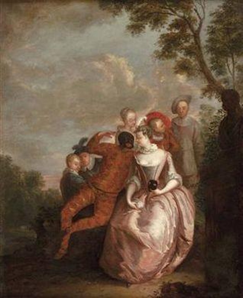 Die Schauspieler der Commedia dell'arte by Nicolas Lancret by Jean-Antoine Watteau