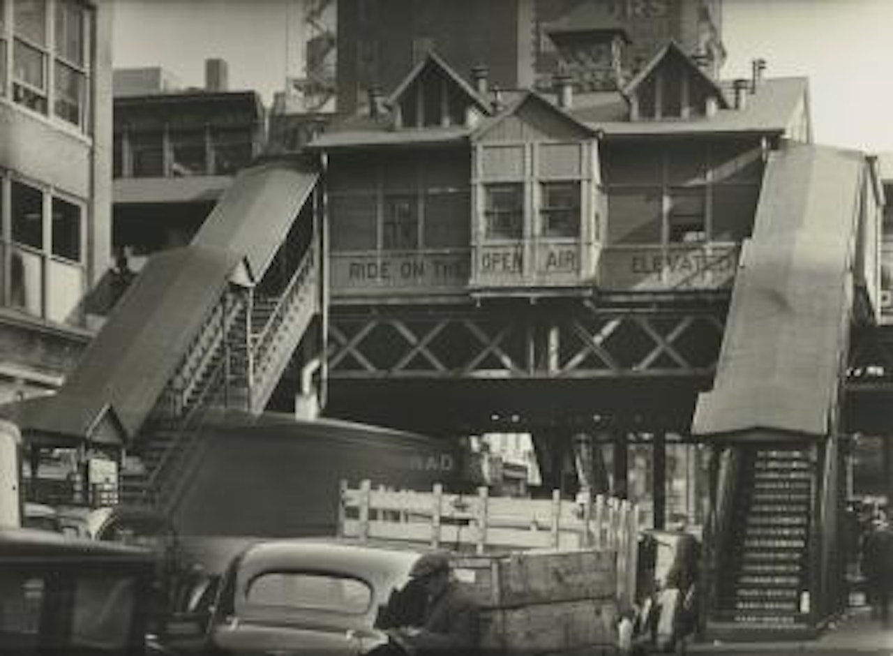 El, Sixth Ave Line, 28th Street Station by Berenice Abbott