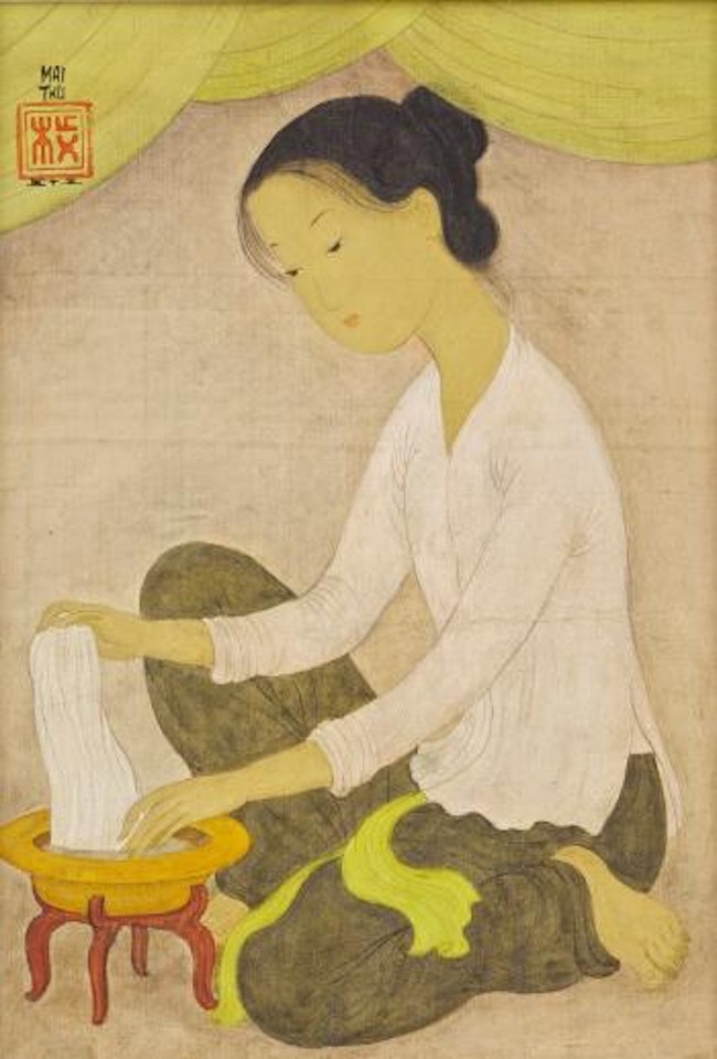 Jeune Femme Lavant Le Linge (Woman Washing Linen) by Mai Trung Thu