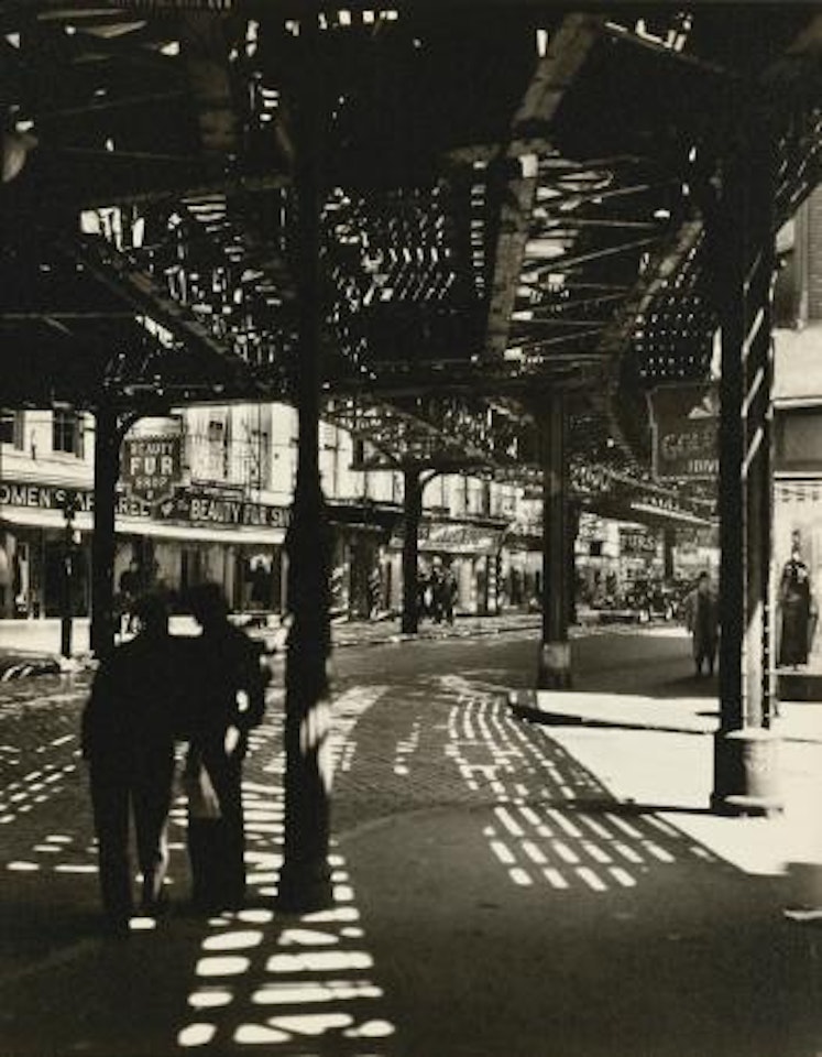 El - Second And Third Avenue Lines: Bowery And Division Street by Berenice Abbott