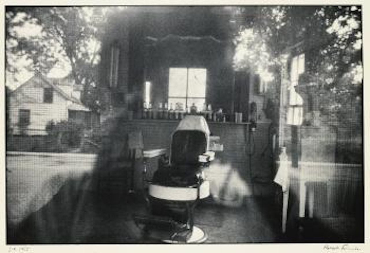 S. C. (Barber Shop Through Screen Door, Mcclellanville) by Robert Frank