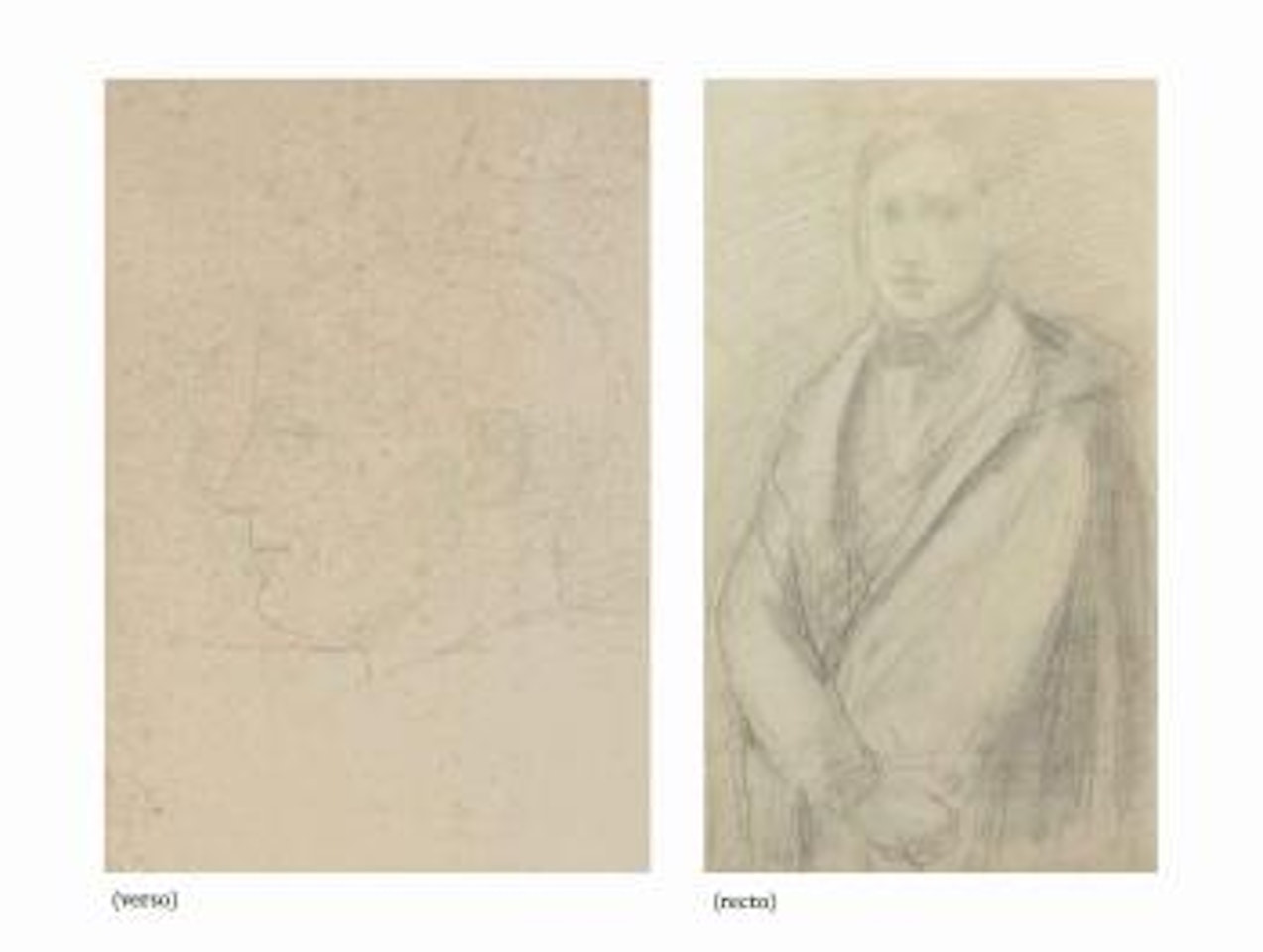 Autoportrait tourné vers la gauche (recto); Tête d'homme d'après un maître italien (verso) by Edgar Degas