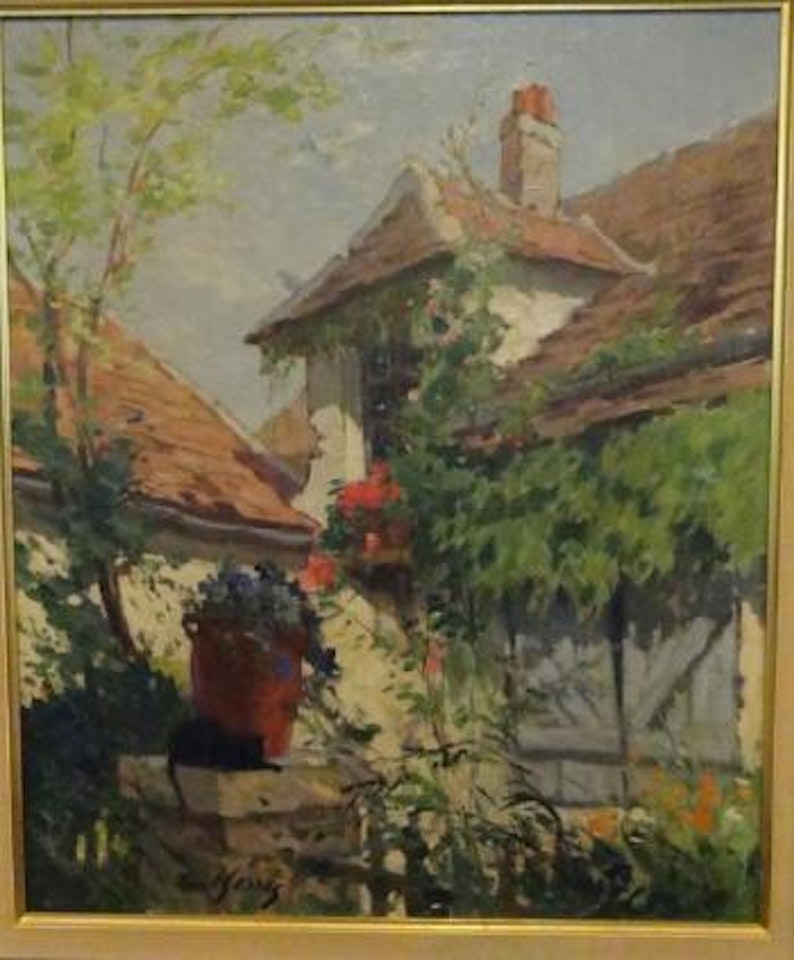 Villa fleurie au chat noir by Maximilien Luce