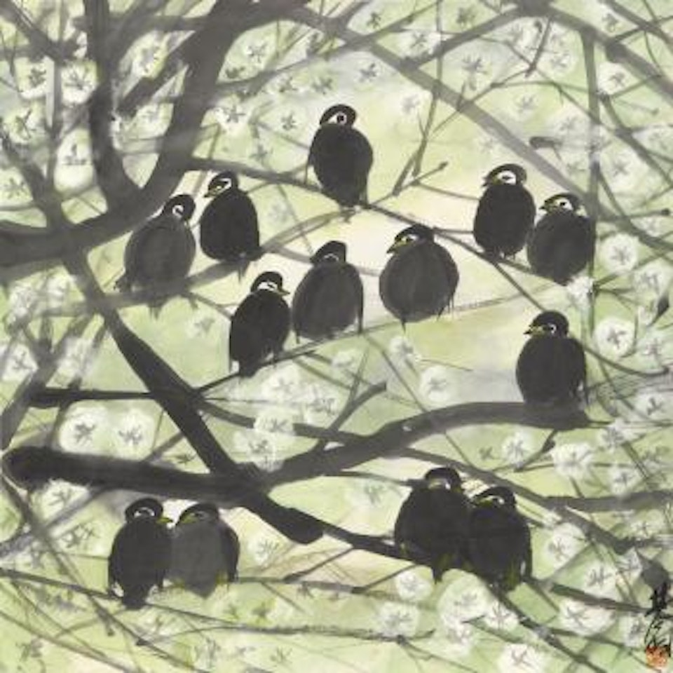Singing In The Pear Blossoms by Lin Fengmian