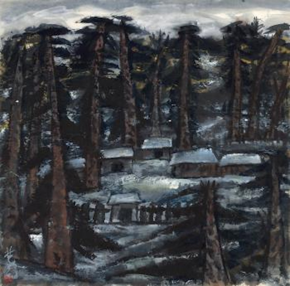Snow-clad Dwellings In The Forest by Lin Fengmian