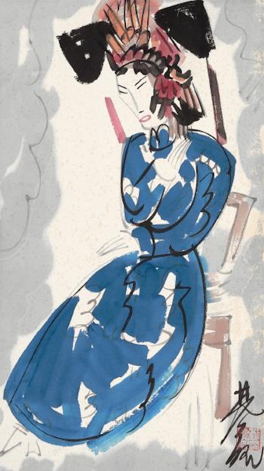 Court Lady by Lin Fengmian