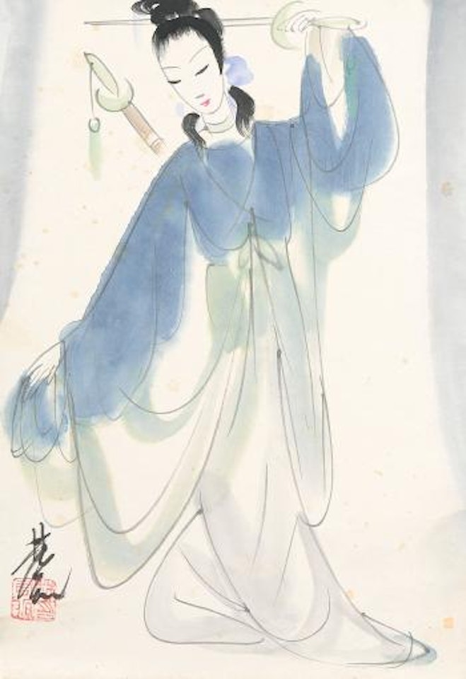 Lady Dancing With A Sword by Lin Fengmian