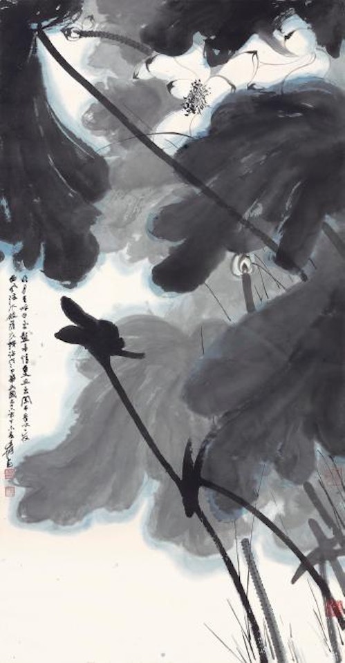 Lotus In The Wind by Zhang Daqian