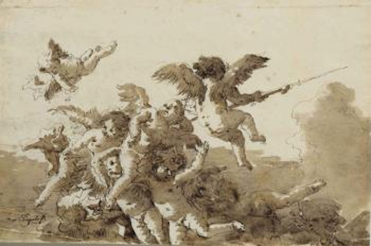 Putti volant dans le ciel by Giovanni Domenico Tiepolo
