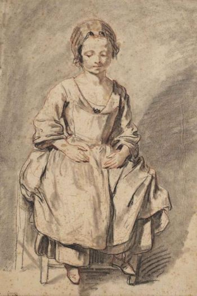 Jeune fille assise sur une chaise by Jean-Baptiste Greuze