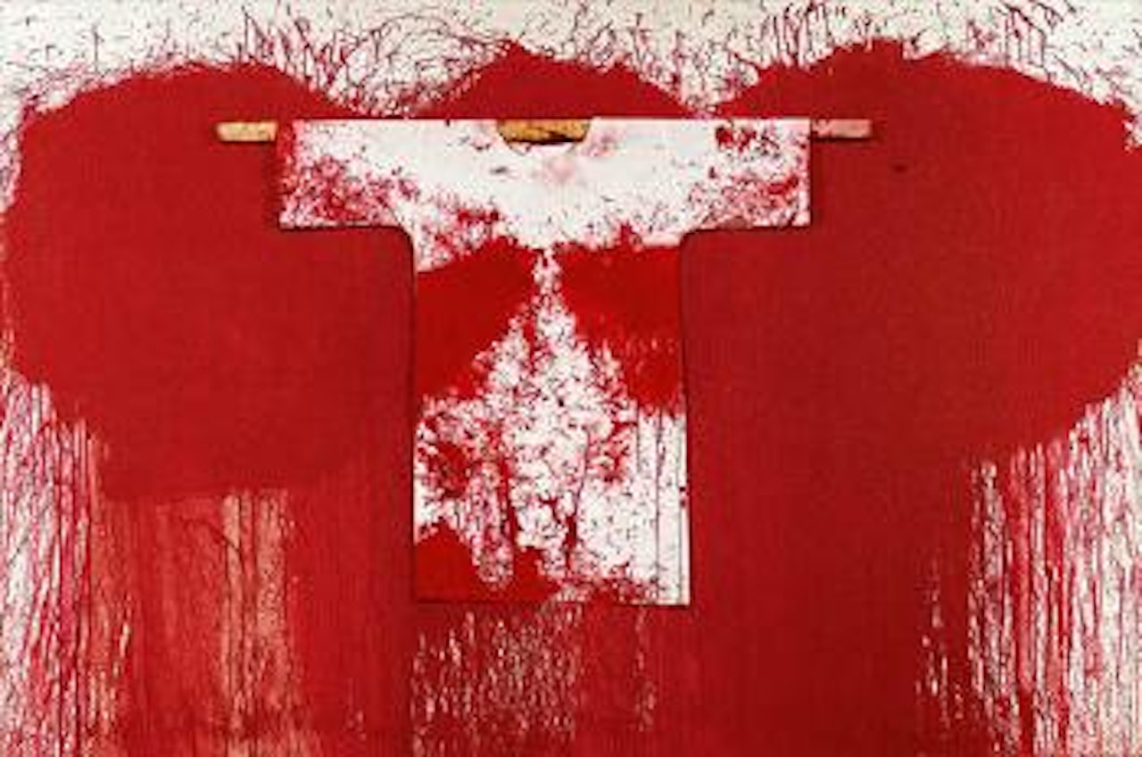 Schüttbild mit Hemd by Hermann Nitsch