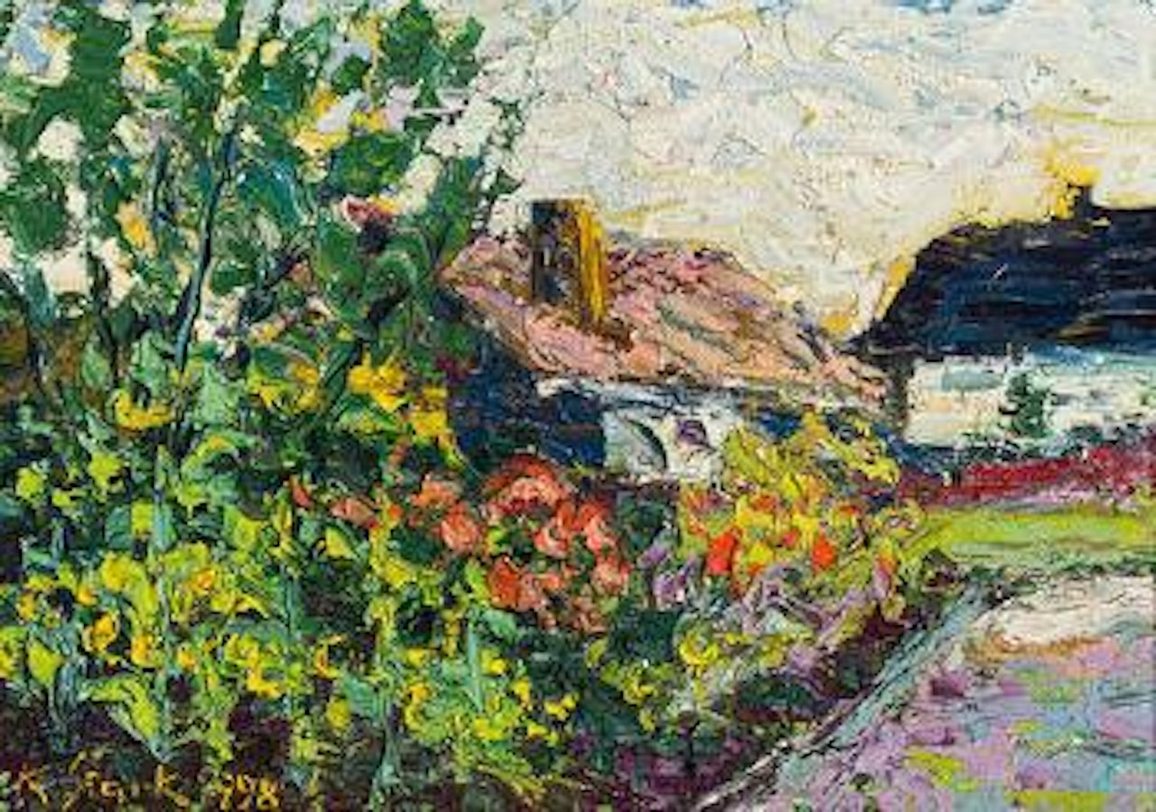 Blick auf zwei Häuser by Karl Stark