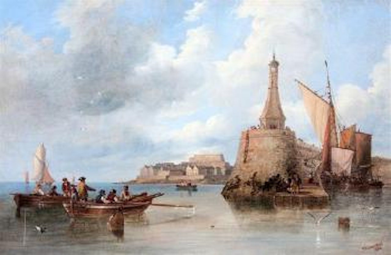 Approaching the Careening Hard, St Peter Port, Guernsey, Castle Cornet in the distance by John Wilson Carmichael