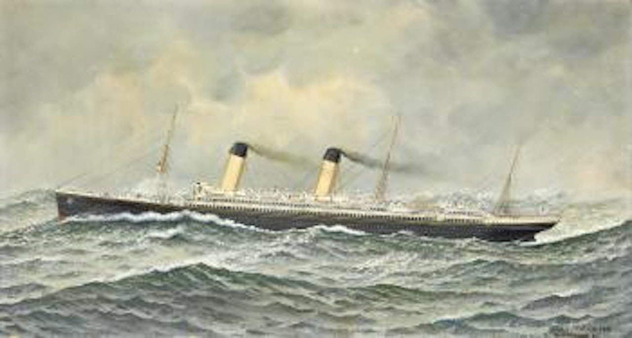 The White Star liner Oceanic II at sea by Antonio Jacobsen