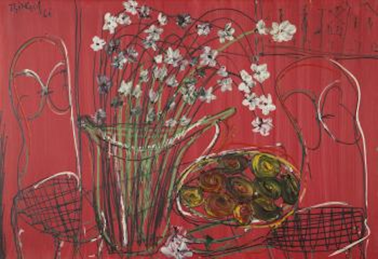 Still life on red background by Thanos Tsingos