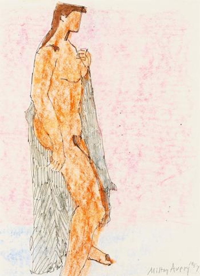 Nude With Black Drape by Milton Avery