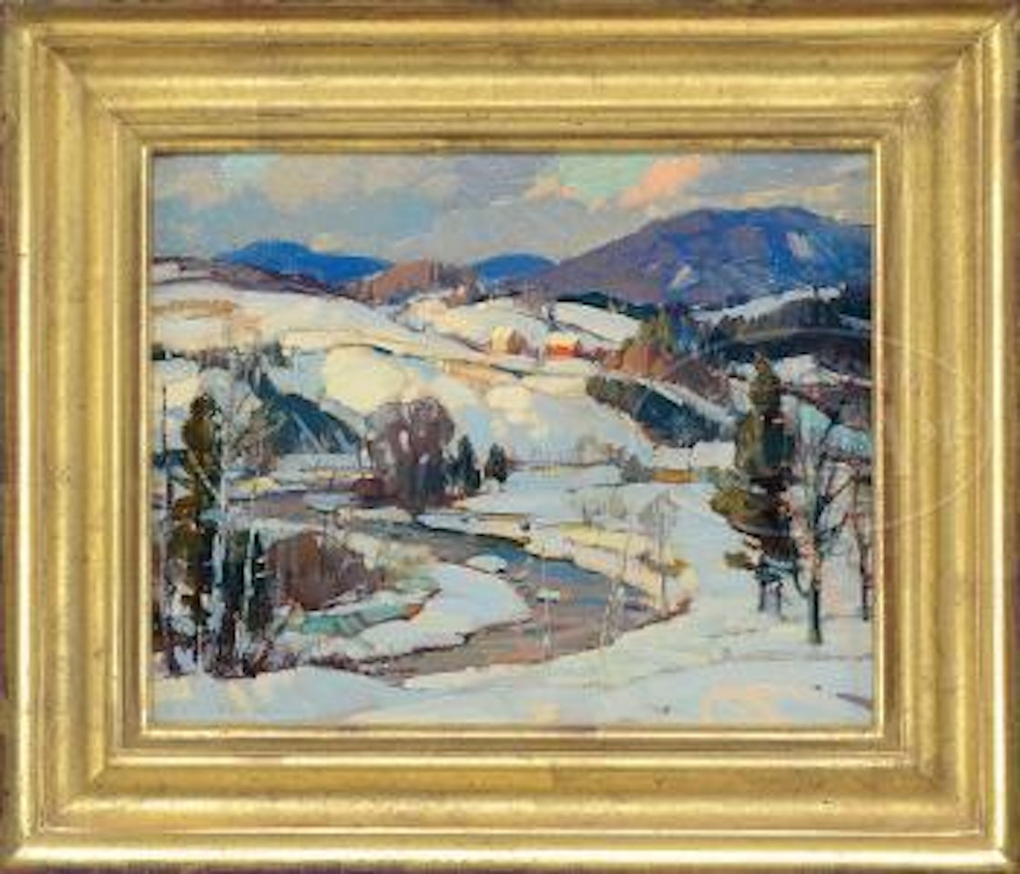 Vermont winter scene with rolling hills by Aldro Thompson Hibbard